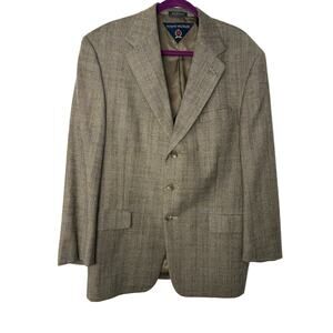 Vintage Tommy Hilfiger Blazer 42R Brown Glen Plaid Wool Made in USA Classic
